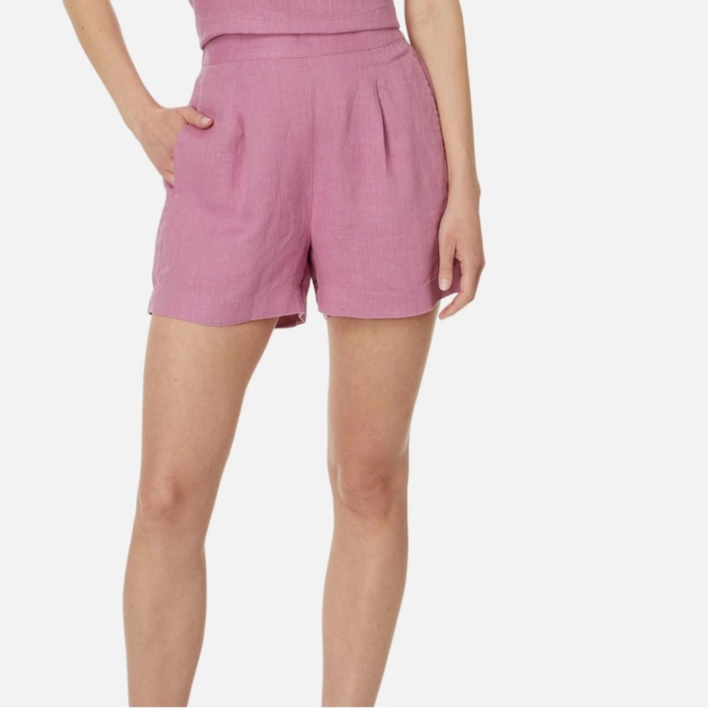 NWT Madewell Pink High Waist Linen Shorts Relaxed Fit
